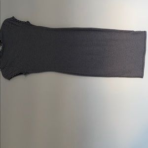 Blue and white stripped midi dress